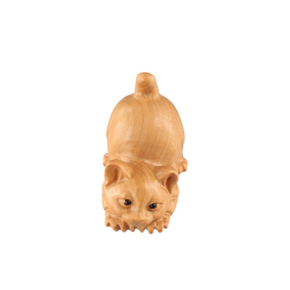 Hand-carved Animal Figurine Adorable Tea Pet Desktop Decor Cat Sculpture  Table