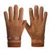 Men Winter Faux Suede Warm Split Military Finger Gloves Outdoor Thickened Driving Buckle Ski Male Touch-Screen Mittens
