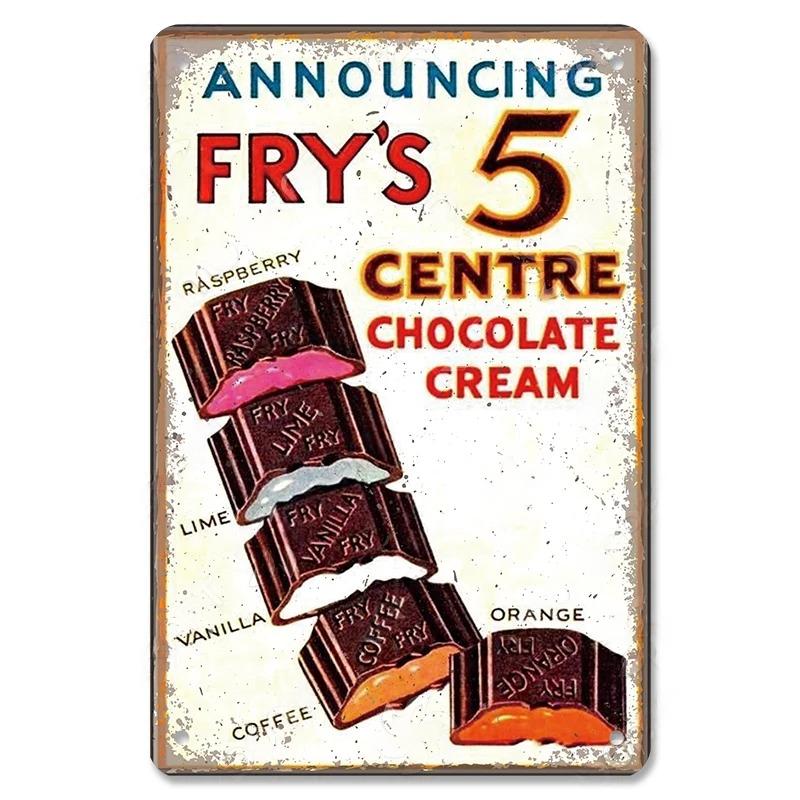 Vintage Candy Chocolate Metal Plates Cream Milk Chocolate Poster Metal Plaque Tin Sign For Kitchen Cafe Dining Room Wall Decor
