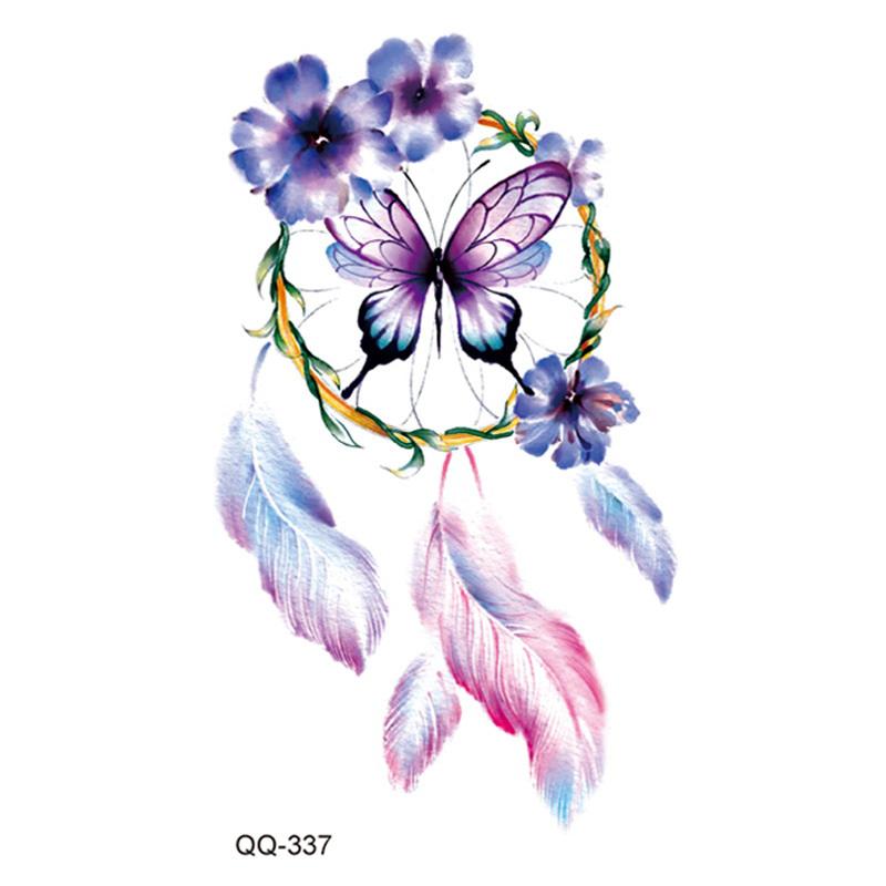 Маленькая водонепроницаемая временная татуировка-наклейка, цветные перья, цветы, листья, планета, луна, женский боди-арт, запястье, шея, поддельные татуировки для мужчин