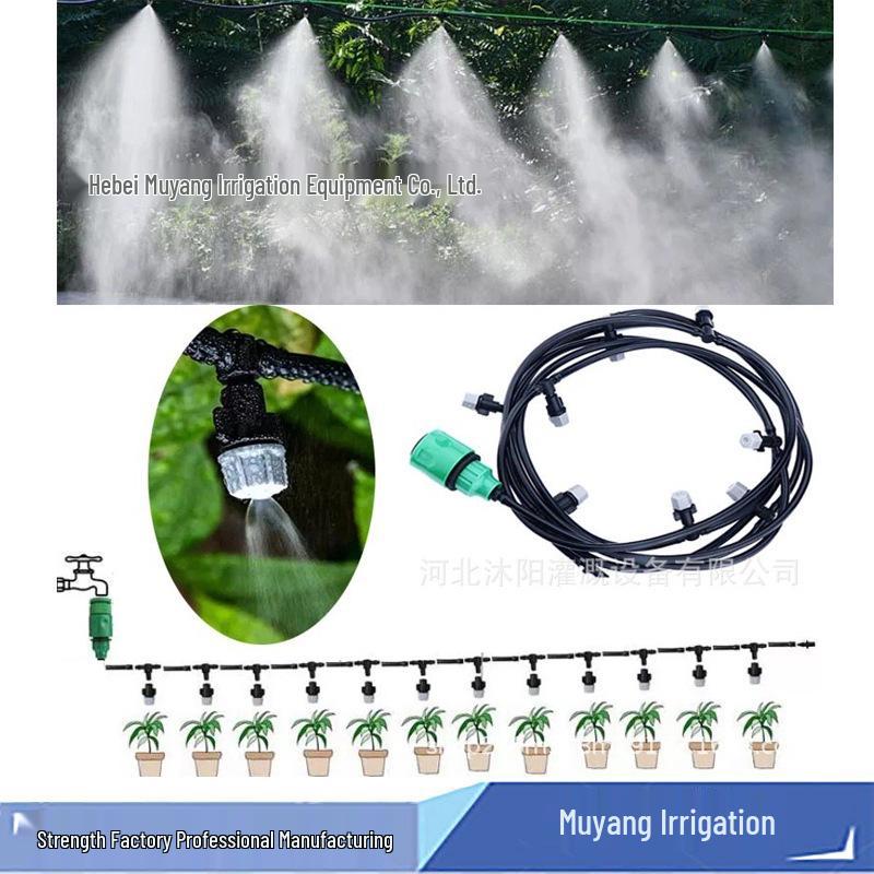 10m Grey Drip Irrigation Set with 10 Nozzle Micro Spray for Cooling and Moisturizing
