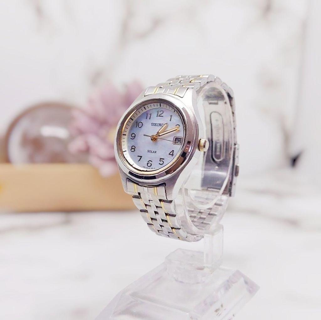 [USED] SEIKO Solar Women's Watch Shell Date