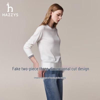 Женский шерстяной джемпер HAZZYS с контрастной имитацией двойки