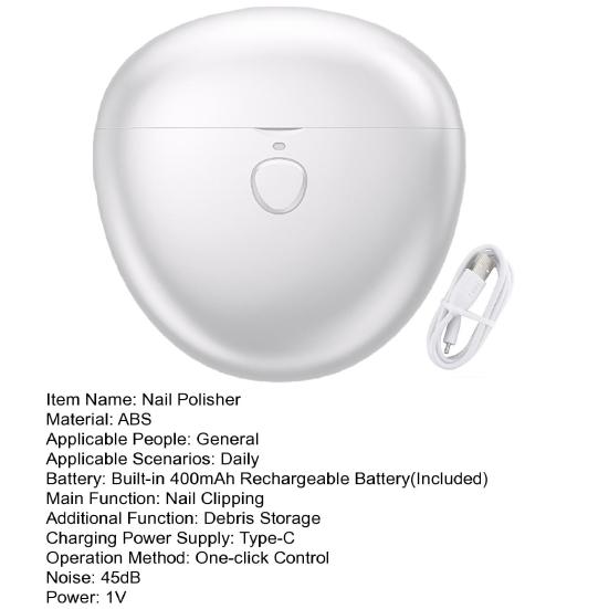 Электрическая машинка для полировки ногтей, 2-скоростная, регулируемая, тип C, перезаряжаемая, автоматическая машинка для стрижки ногтей, портативная, для детей, взрослых, пожилых людей, триммер для ногтей, пилка