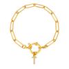 Bubble Buckle Zircon Initial A-Z Charm Bracelet, Stainless Steel Square Chain Bracelet for Women, 26 Letters Alphabet Jewelry
