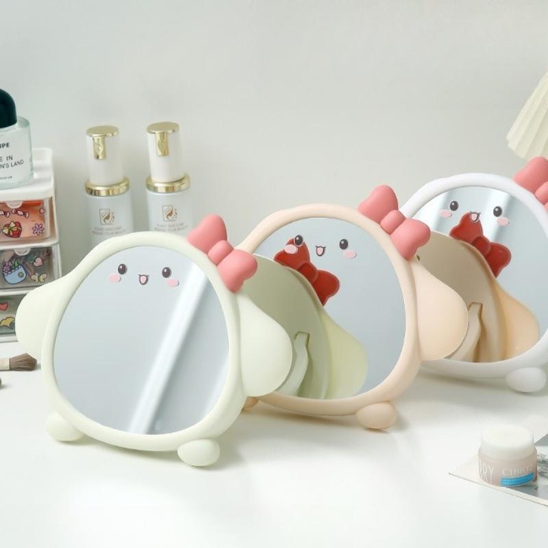 Cartoon Decorative Mirror Folding Mirror Desktop Standing Makeup Mirrors for Student Dormitory Supplies Wall-mounted Mirrors