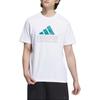 adidas Футболка с принтом букв, дышащая, универсальная, спортивная, с коротким рукавом, мужская, белая JE3201