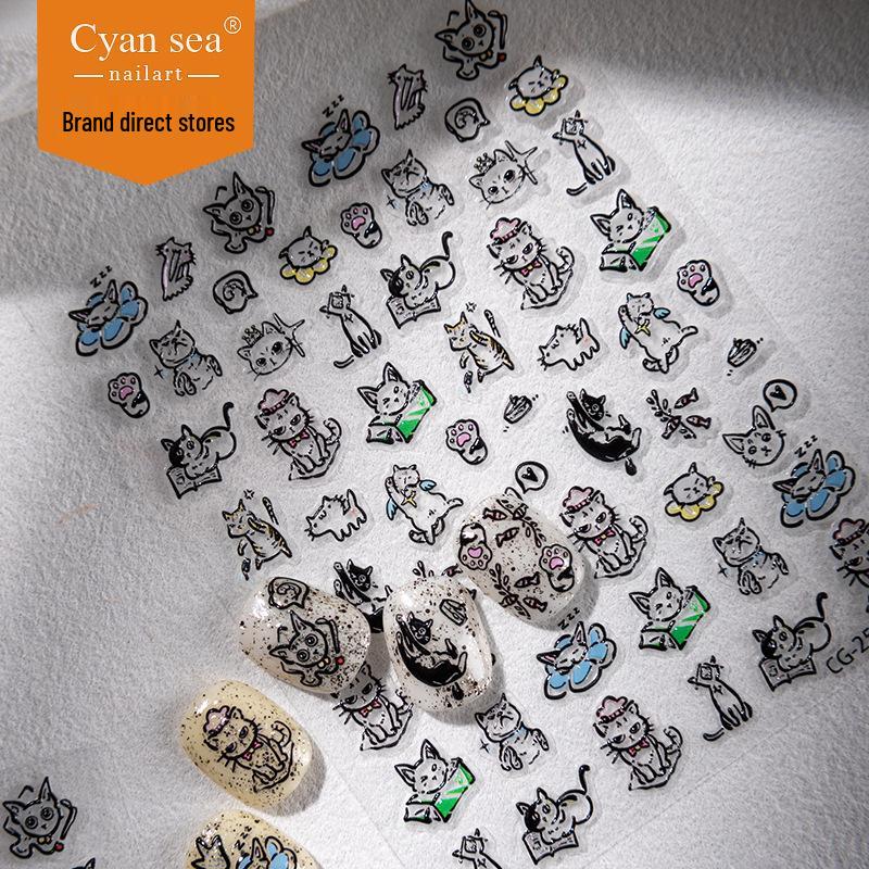 Cyansea Милый мультяшный котенок Желейная наклейка для DIY-декора