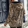 Autumn and Winter Women's Hooded Long Sleeved Leopard Print Double Sided Velvet Loose Casual Coat High Quality Unique
