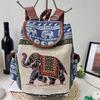 Женский этнический рюкзак с узором слона, холщовая школьная сумка на завязках, винтажный дорожный рюкзак, сумка через плечо
