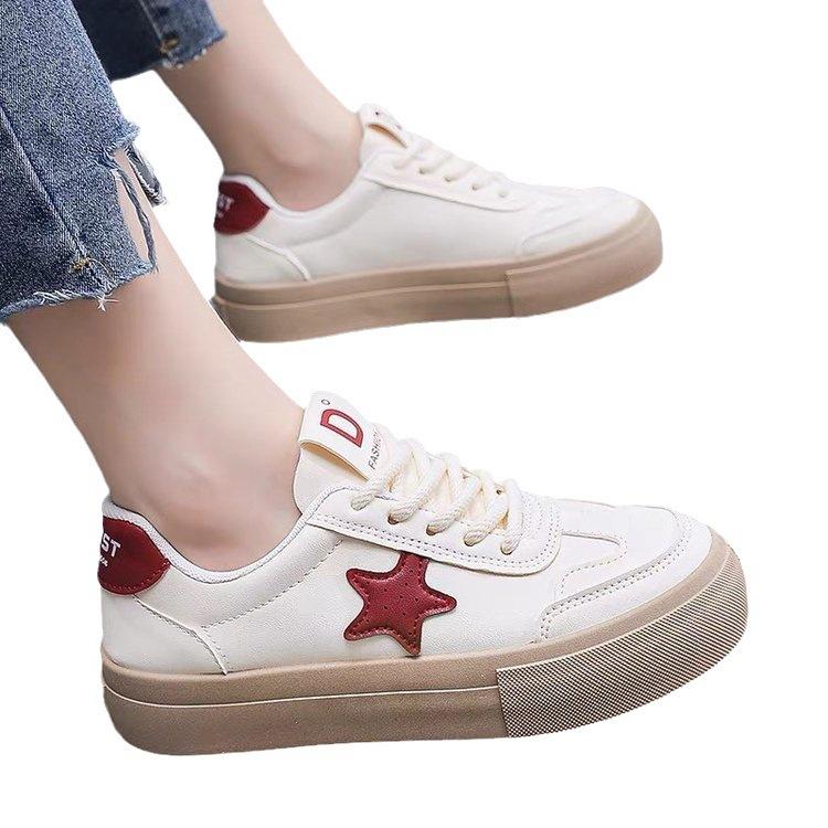 Повседневная белая обувь для женщин, осенние новые кроссовки на плоской подошве со звездами, женские модные студенческие повседневные кроссовки для женщин