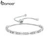 BAMOER Luxury Square Zircon Adjustable Bracelet Sparkling Zirconia Chain Link for Women Birthday Gift Jewelry