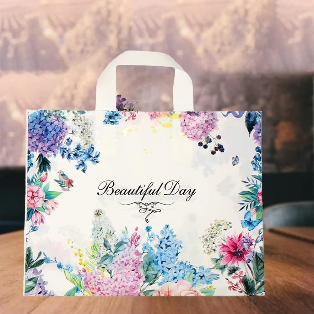 50 шт. Пластиковые сумки-тоут с ручкой, подарочные пакеты, многоразовые сумки для покупок в бутиках, сумки для вечеринок на день рождения, подарочные пакеты для вечеринок, сумки для творчества