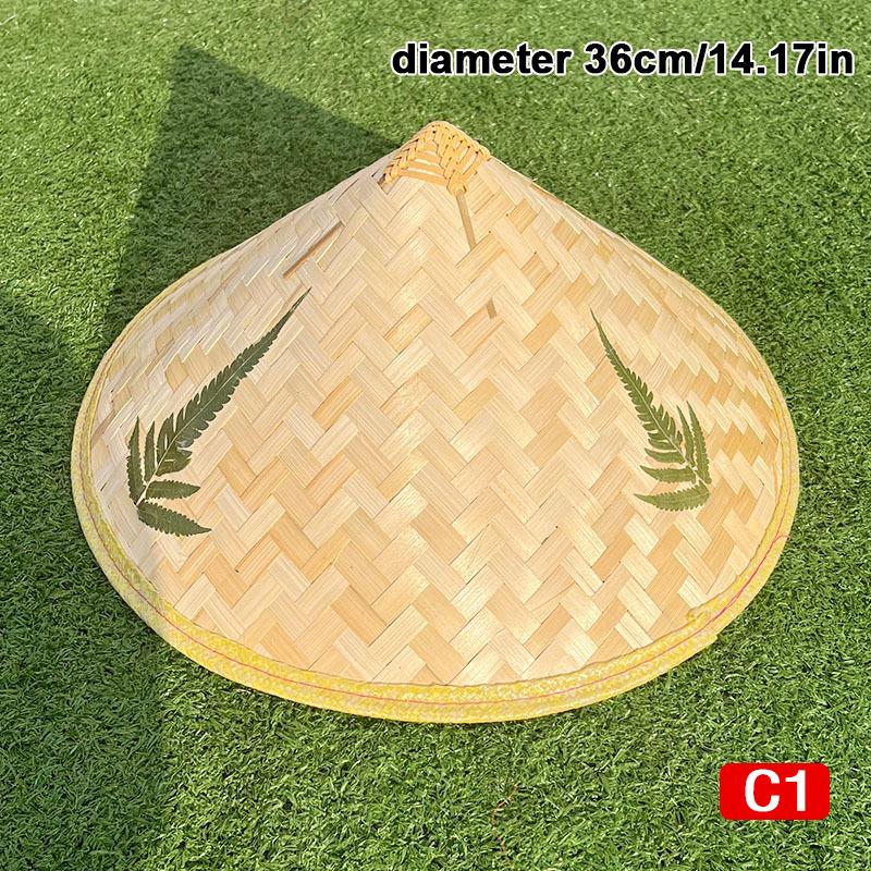 Cone Hat Retro Bamboo Rattan Fisherman Hat Handmade Weave Straw Bucket Hat Rain Dance Props Cone Sunshade Hat Plastic Bamboo Hat