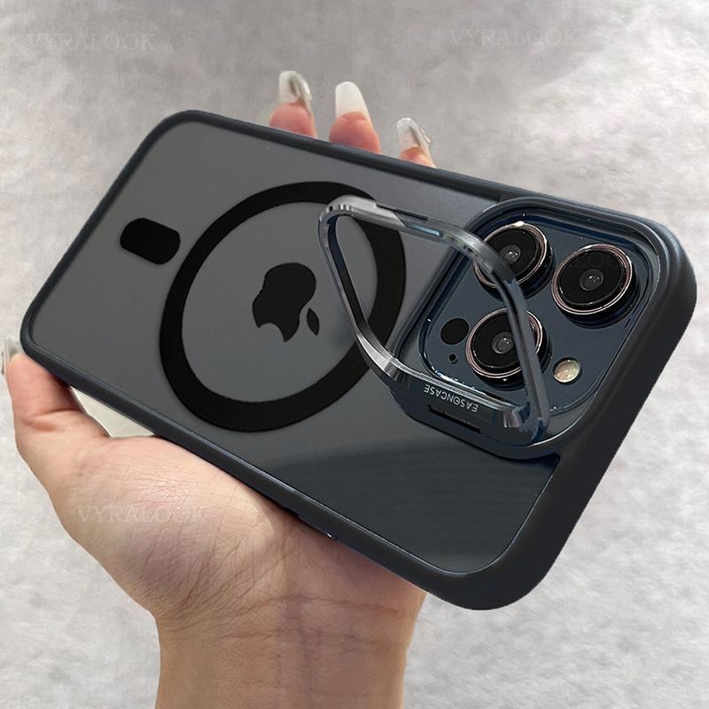 Чехол для телефона с защитой камеры для iPhone 17 16 15 14 13 12 11 Pro Max Plus Air с держателем MagSafe, прозрачная магнитная матовая крышка