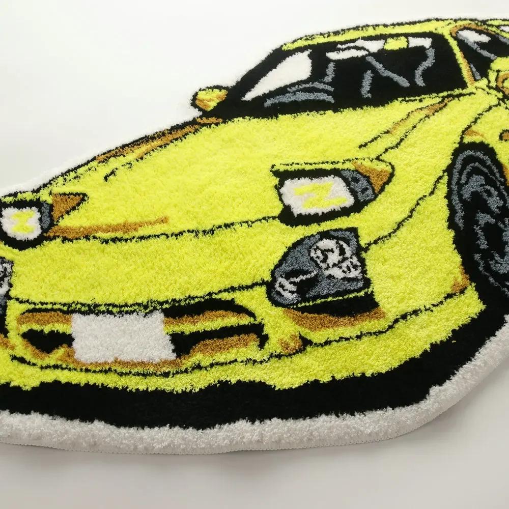 Sports Racing Car Shape Rugs Cool Boy Living Room Bedroom Decor Carpet Non-slip Soft Bedside Tufted Floor Mat Bathroom Foot Pad