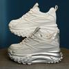 Autumn Silver Platform Sneakers Thick Sole Breathable Height Increasing Shoes Women 8cm Lace Up Fashion  Spring Casual Shoes