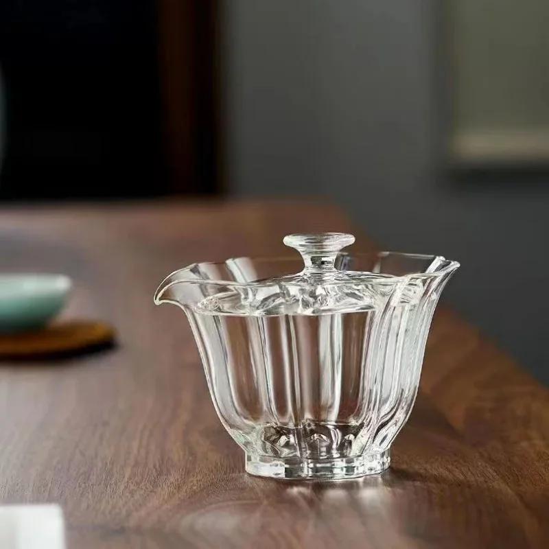 Прозрачная стеклянная чайная супница, термостойкая, тропическая, фильтрующая, сетка, отверстие, инструменты для приготовления чая в стиле кунг-фу, бытовые кружки для питья