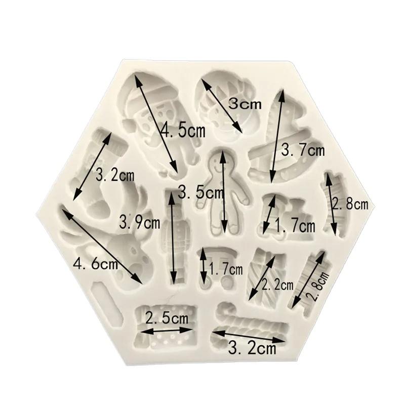 Санта-Клаус Силиконовые формы Снеговик Лось Рождественский помадный торт Украшения Конфеты Шоколад Печенье Выпечка Формы Инструменты для торта