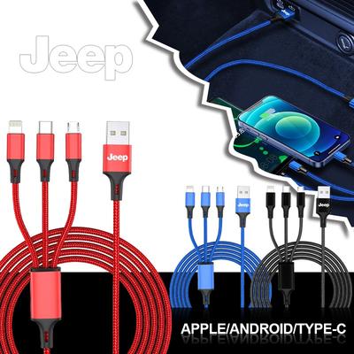Автомобильная эмблема 3в1 Кабель для быстрой зарядки Type C Lightning Micro USB для Jeep Renegade Wrangler JK JL Grand Cherokee Compass Patriot