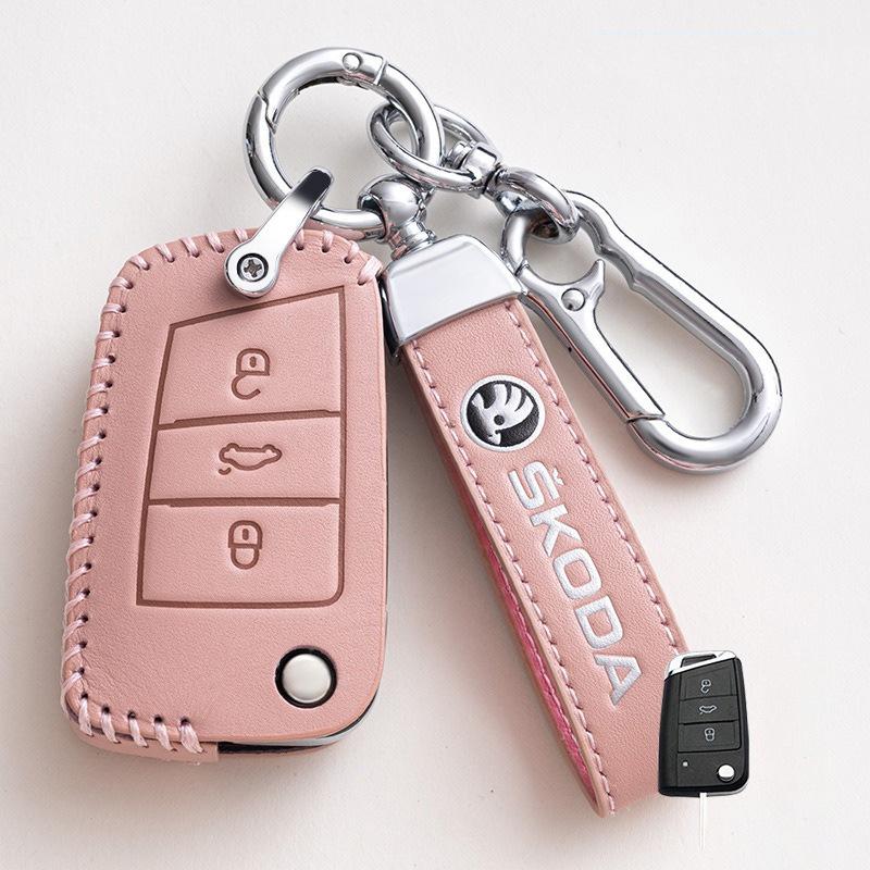 NTHX6 Car Remote Key Fob Case Cover Protector Holder Shell For Skoda Octavia A5 A7 Fabia Superb Kodiaq Karoq Auto Keychain Accessories