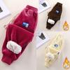 Winter Thick Velvet Casual Boys Pants 2-10Y Girl Pants Corduroy Girls Kids Warm Autumn Outer Wear Trouser Kids Clothes