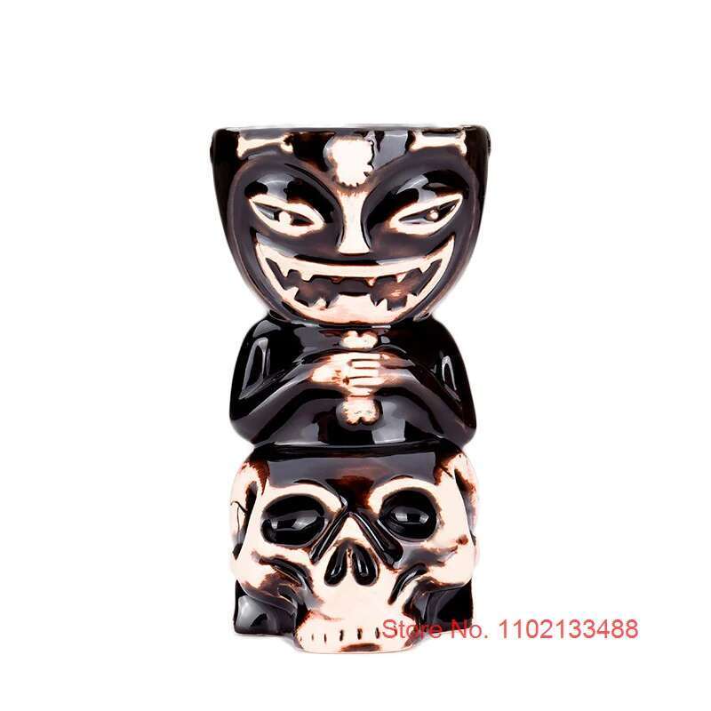 Cocktail Glass Cool Skull Jar Doll Tiki Mug Hawaii Restaurant Swig Beer Wine Cup Bar Ceramic Tiki Mugs Art Crafts Mugs Wholesale