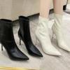 Women's Shoes 2024 High Quality Ankle Women's Boots Fashion Slip-on Office and Career Sexy Pointed Toe Solid Shoes for Women