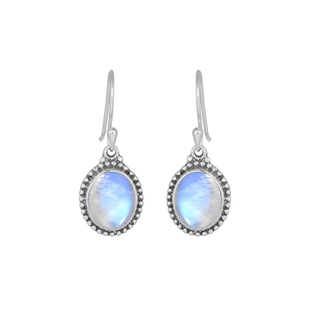 Rainbow Moonstone Silver Women Earring Pure 925 Sterling Silver Handmade Jewelry