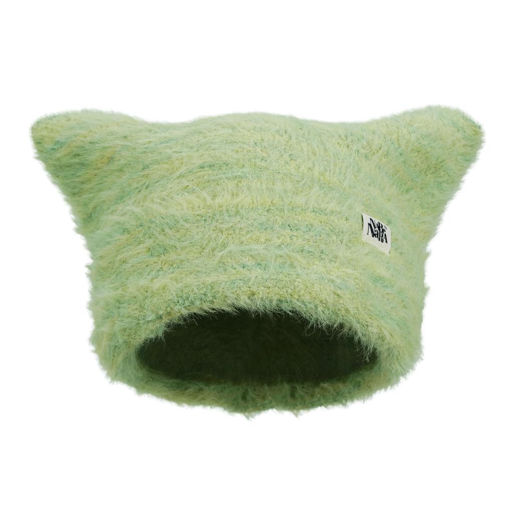 [Clakkllie] Вязаная шапка с кошачьими ушками Вязаная шапка-шарф Термозащита Косплей Милый Милый (Зеленый KHAM2402)