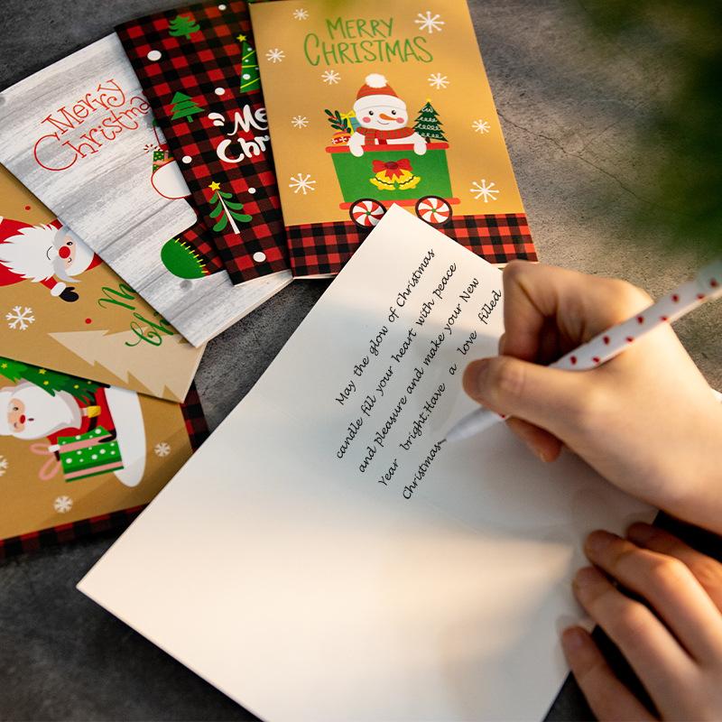6 шт. Рождественские поздравительные открытки с рисунком, детские подарки, складные открытки, пустые внутри, поздравительные приглашения