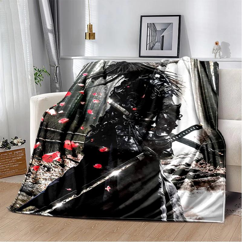 3D Japanese Samurai Bushido Katana Cartoon Game Blanket,Soft Throw Blanket for Home Bedroom Bed Sofa Travel Picnic Cover Kids