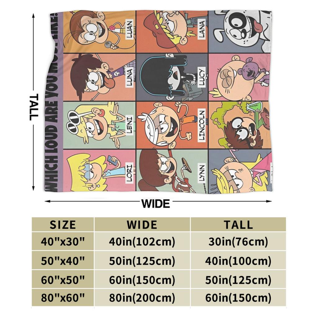 L-Loud Houses Family Cartoon Plush Throw Blanket For Couch Chair Sofa Bed Airplane Travel Flannel Bedspread Bed Cover