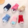 Baby Gloves Cartoon Fox Hanging Rope Autumn Winter Warm Plush Knitted Gloves for Outdoor