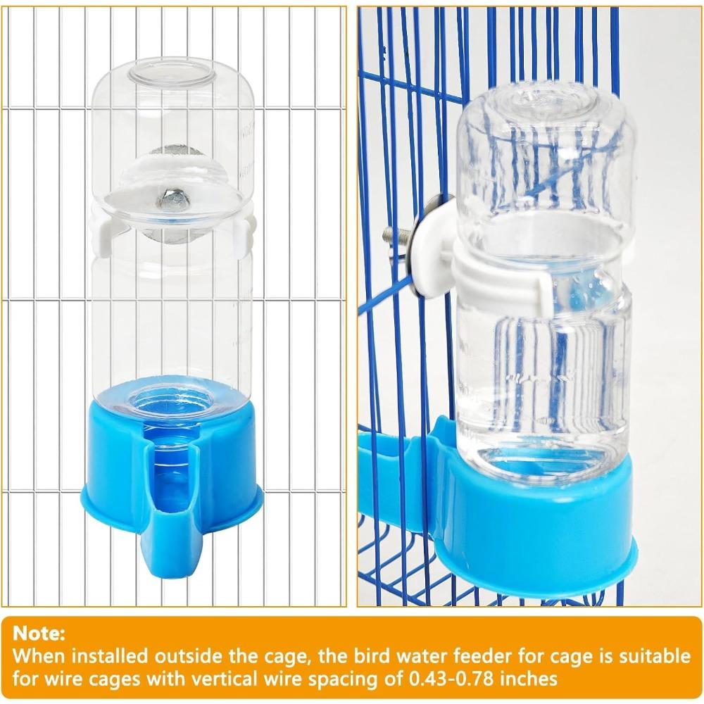 2 Pack Automatic Bird Water Dispenser Splash Proof Gravity Feeder for Cages with Suction Cups, Blue and White