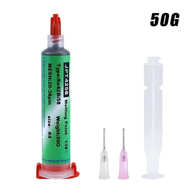 Sn42bi58 SMD Welding Paste 138℃ Low Temperature Lead-free Syringe No Clean Solder Paste For Iphone Repair Solder Paste
