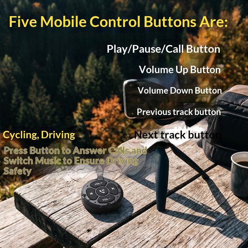Беспроводной Bluetooth 5.3 Пульт управления медиаустройствами Водонепроницаемый Рулевой пульт для Автомобиля, Мотоцикла и Велосипеда