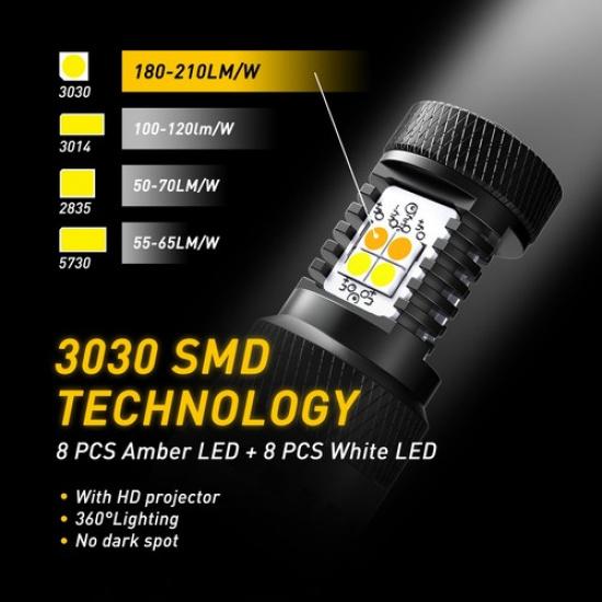 2x 1157 Switchback LED Turn Signal DRL Parking Light Super Bulb White Yellow EOA