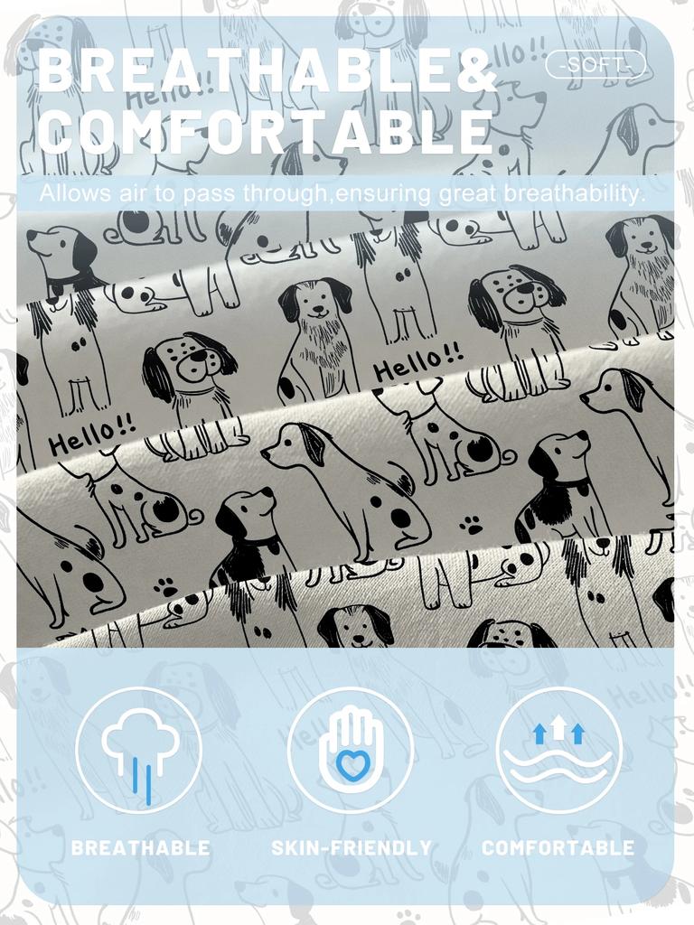 1 мультяшная милая собака с рисунком из животных матовая простыня на резинке, покрывало для кровати с принтом в спальню, постельное белье (Исключая наволочки)