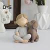 Girl Dog Resin Figurine Kids Puppy Statue Sculpture Home Office Desktop Decoration Ornament Christmas Dog Lovers Memorial Gift