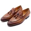Fashion FELIX CHU Men's Genuine Leather Tassel Loafers Italian Luxury Fashion Slip-On Dress Shoes for Parties Weddings Casual Wear