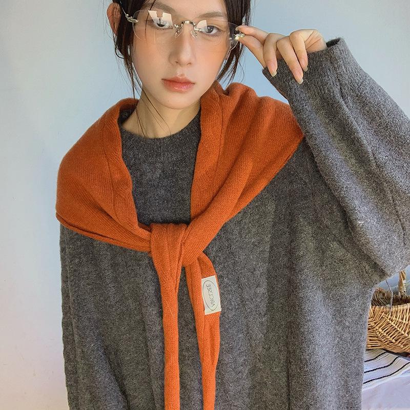 Luochi Knitting~ Шерстяной Треугольный Шарф Осенняя Мода 100% Шерсть, Стиль Корейского Блогера