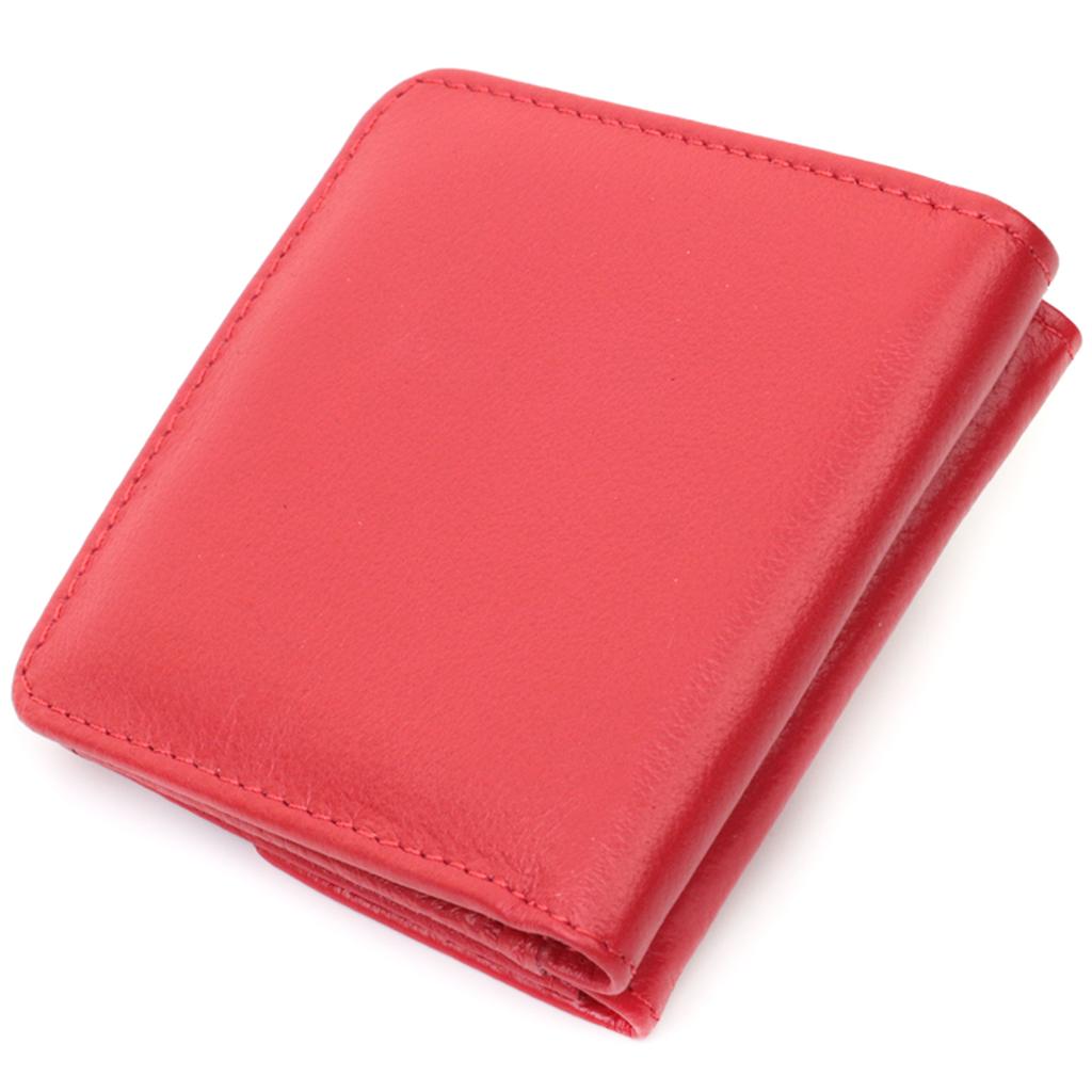 Women's Compact Wallet with Coin Pocket Made of Genuine Leather ST Leather 22689 Red
