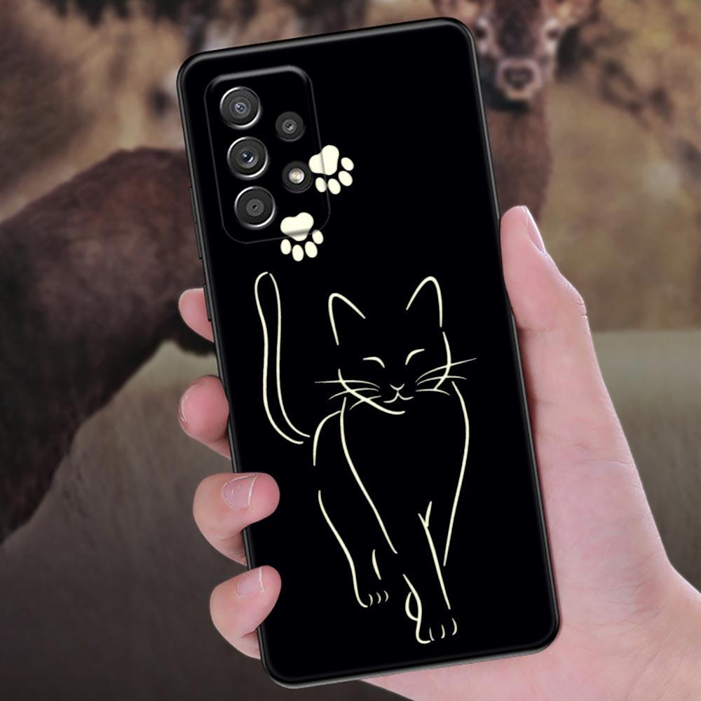 Забавный Милый Кот Лайн-Арт Чехол для Телефона Для Samsung Galaxy A57 A56 A37 A55 A36 A26 A54 A52 A35 A34 A25 A17 A16 A15 A07 A06 Мягкий Чехол