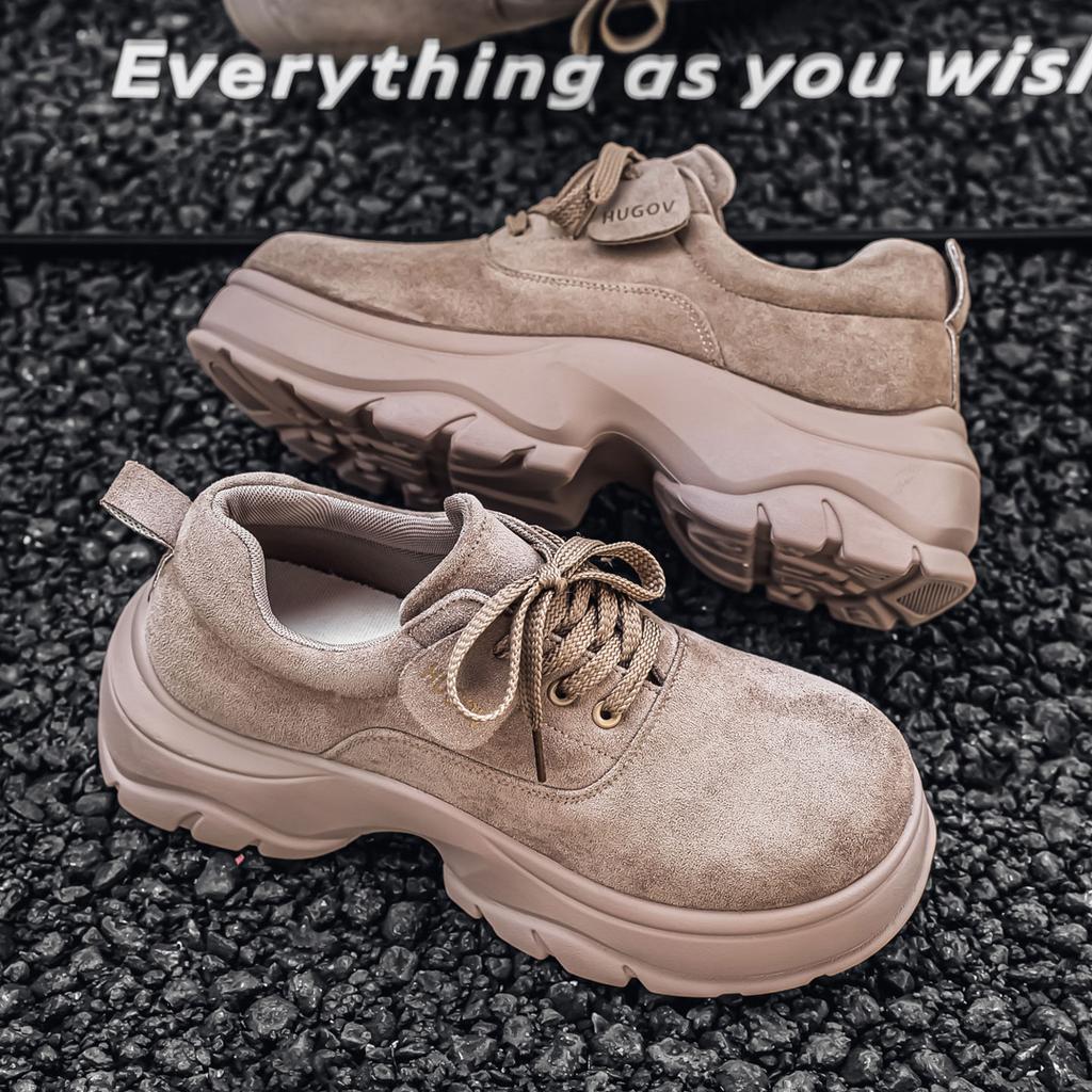 Men Retro Derby Shoes Thick Sole Height Increasing Round Toe Casual Walking Dress Footwear Sizes 38-44
