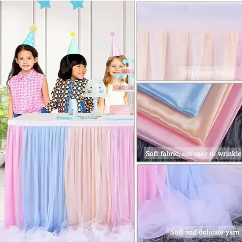 6 футов 9 футов Юбка для стола для вечеринки по случаю дня рождения Декор Отель Свадьба Банкет Скатерть Однотонная Накидка на стол Рождественские украшения