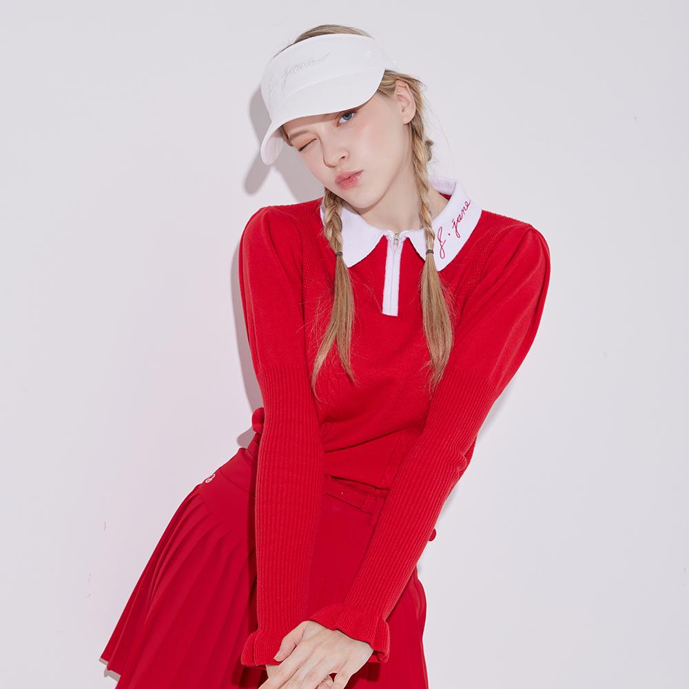 J.JANE Puff Sleeve Collar Knit (Red)