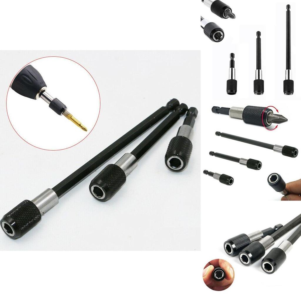 3pcs Set 1/4 Hex Shank Screw Driver Extension Bit Quick Release Holder Tool Efficient Magnetic Bit Holder For Precise And Secure Fastening