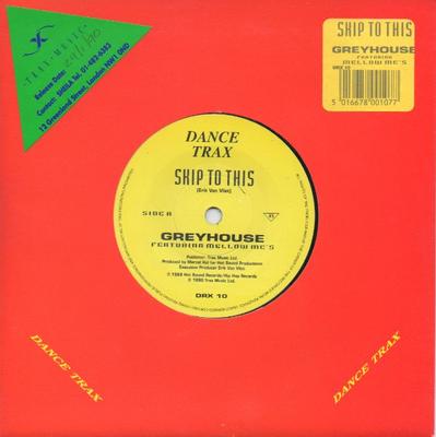 7-дюймовая пластинка GREYHOUSE - Skip To This DRX10 Dance Trax 1990 UK Танцевальная и Электронная Б/У