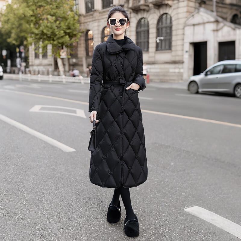 Sibaishe Women's 90% Down Lapel Long Winter Jacket